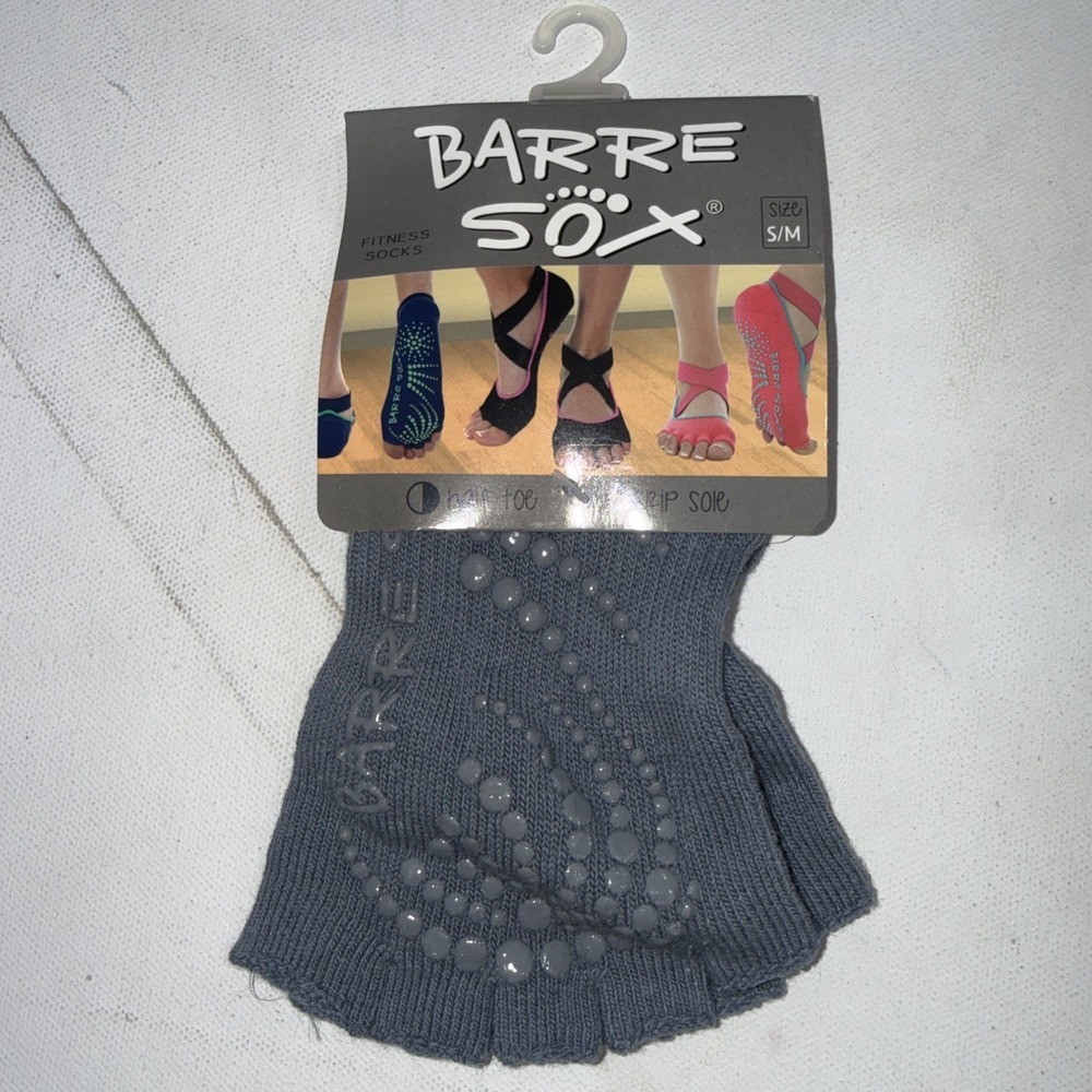 Toesox Bellarina Tec Grip Gray Half Toe‎ Barre Socks Small/Medium New In Package